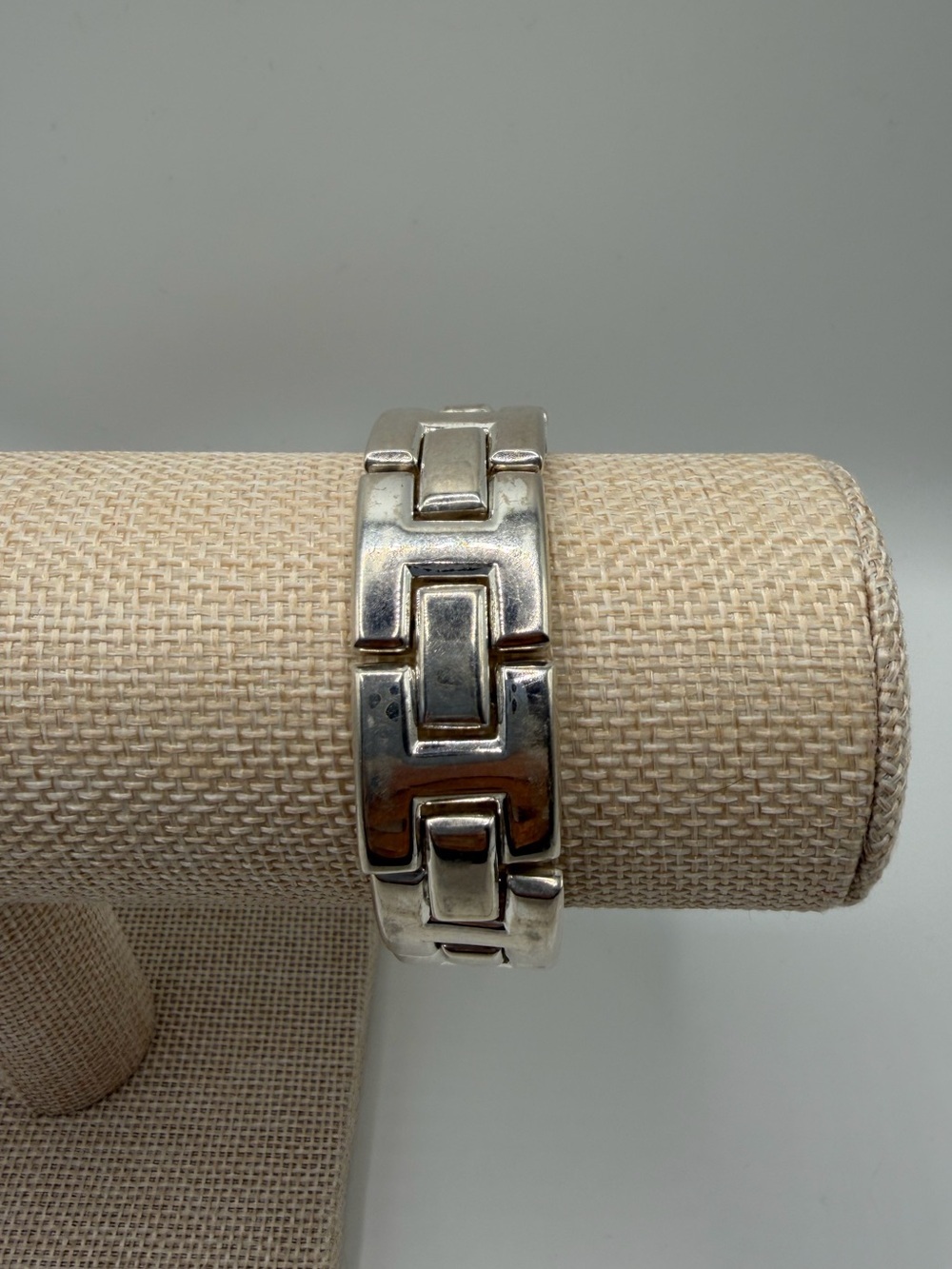 Retro Silver Geometric Link Bracelet